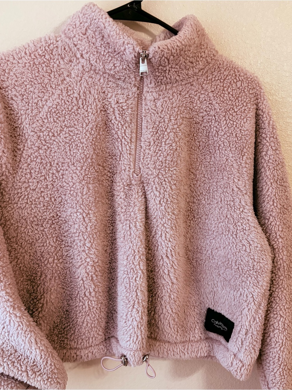 Calvin Klein Dusty Rose Plush Half-Zip Turtleneck Sweater